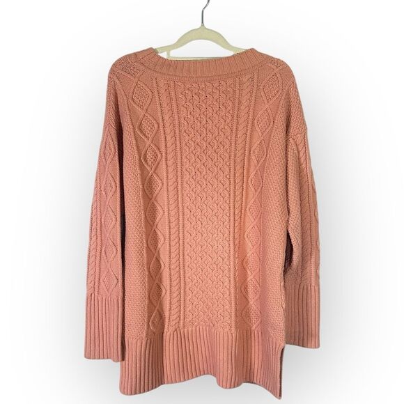 J Crew Cable Knit Patchwork Wool Blend Tunic Sweater K2428 Seashell Pink Medium - Picture 4 of 8